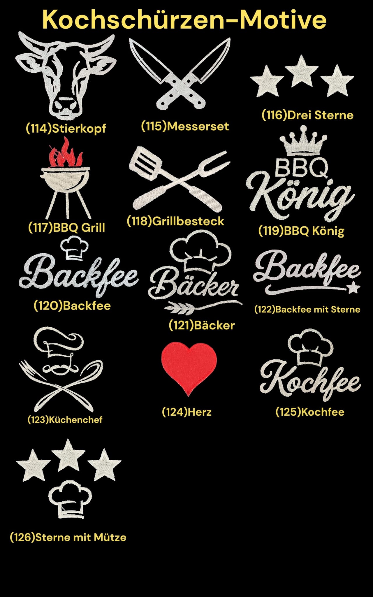 Bestickte Schürze mit Wunsch-Name &Motiv -Ideal für Grill & Gastro – Bild 2